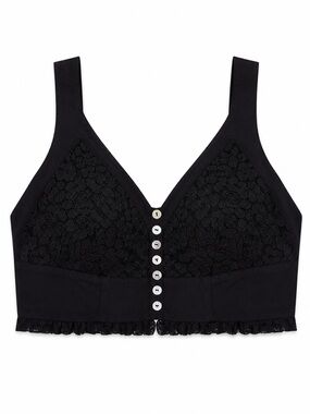 Free People Black Lace Front-Button Camisole Bralette Small Summer Festival